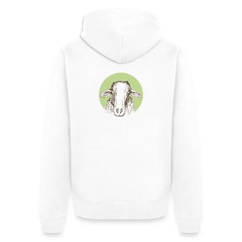 Schaf - Unisex Premium Bio Zip Hoodie - Weiß - Hinten - Thijin (182cm)