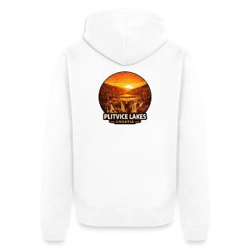 Plitvicer Seen Kroatien Sonnenuntergang Natur - Unisex Premium Bio Zip Hoodie - Weiß - Hinten - Thijin (182cm)