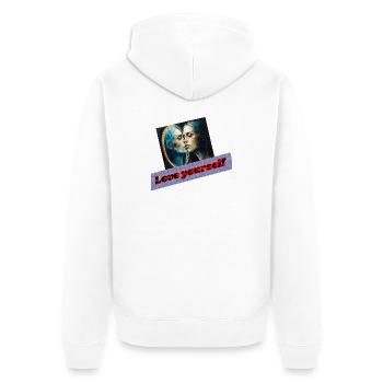 Portrait miroir Aime-toi - Veste à capuche bio Premium Unisexe - blanc - Dos - Thijin (182cm)