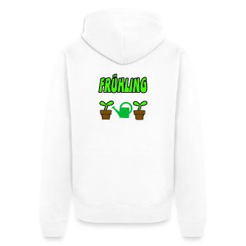 Frühling - Unisex Premium Bio Zip Hoodie - Weiß - Hinten - Thijin (182cm)