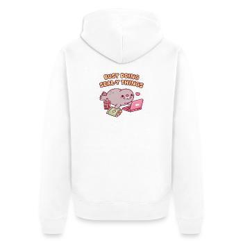 Cute Chonky Seal Chilling Busy Doing Seal-y Things - Unisex Premium Organic Zip Hoodie - white - Back - Thijin (182cm)