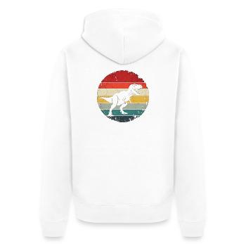 Dinosaur Gift - Retro Dinosaur Dino Dinosaur - Unisex Premium Organic Zip Hoodie - white - Back - Thijin (182cm)