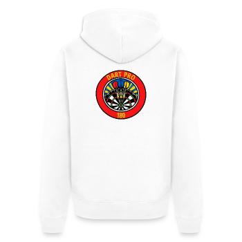 Dart Pro 180 Logo Emblem - Unisex Premium Bio Zip Hoodie - Weiß - Hinten - Thijin (182cm)