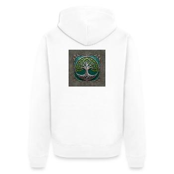 Silberner Kreisbaum des Lebens - Unisex Premium Bio Zip Hoodie - Weiß - Hinten - Thijin (182cm)
