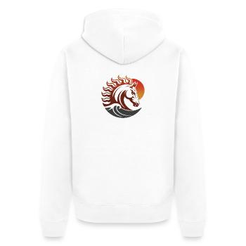 Zodiaque du Cheval de Feu Japonais - Veste à capuche bio Premium Unisexe - blanc - Dos - Thijin (182cm)