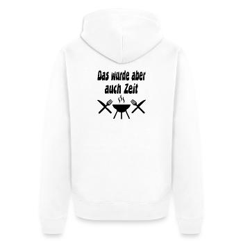 Grillen - Unisex Premium Bio Zip Hoodie - Weiß - Hinten - Thijin (182cm)