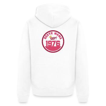 Mutti 1976 - Unisex Premium Bio Zip Hoodie - Weiß - Hinten - Thijin (182cm)