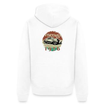 50e anniversaire - Classiques - Millésime depuis 06/1976 - Veste à capuche bio Premium Unisexe - blanc - Dos - Thijin (182cm)