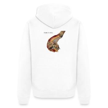 Barcelona im Farbwirbel - Unisex Premium Bio Zip Hoodie - Weiß - Hinten - Thijin (182cm)