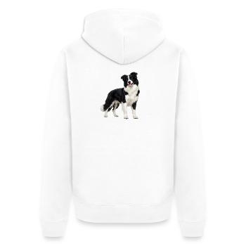 Black and White Border Collie - Unisex Premium Organic Zip Hoodie - white - Back - Thijin (182cm)