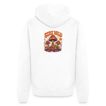 Stay Wild Pilz Psychedelia - Unisex Premium Bio Zip Hoodie - Weiß - Hinten - Thijin (182cm)