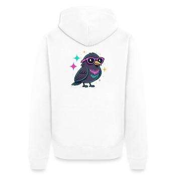 Bird Neon Hipster with Glasses - Unisex Premium Organic Zip Hoodie - white - Back - Thijin (182cm)