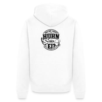 Stampiges Huhn und Ei Emblem - Unisex Premium Bio Zip Hoodie - Weiß - Hinten - Thijin (182cm)