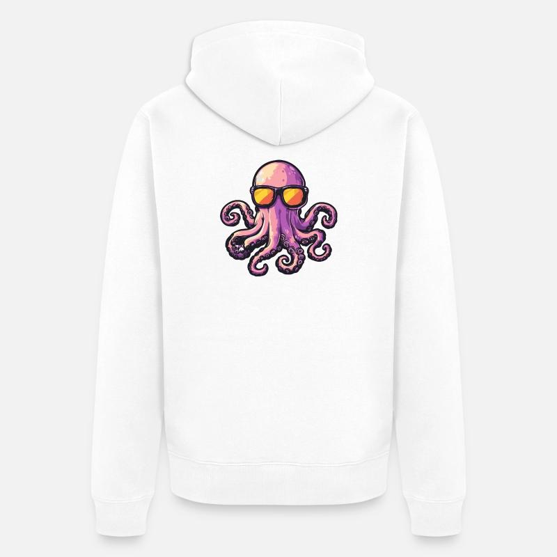 Vacances de bandes dessinées Octopus - Veste à capuche bio Premium Unisexe - blanc