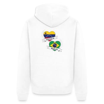 Venezolanische brasilianische Herzflaggen - Unisex Premium Bio Zip Hoodie - Weiß - Hinten - Thijin (182cm)
