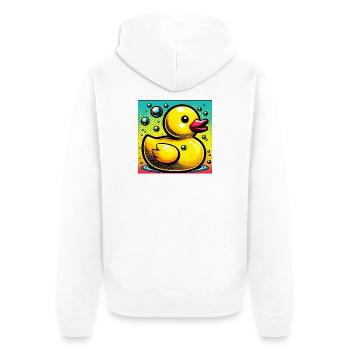 Ente Ente Ente Ente Ente - Unisex Premium Bio Zip Hoodie - Weiß - Hinten - Thijin (182cm)