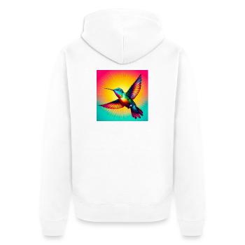 Kolibri - Unisex Premium Bio Zip Hoodie - Weiß - Hinten - Thijin (182cm)