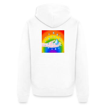 Rainbow Rain Drop and a Hand - Unisex Premium Organic Zip Hoodie - white - Back - Thijin (182cm)
