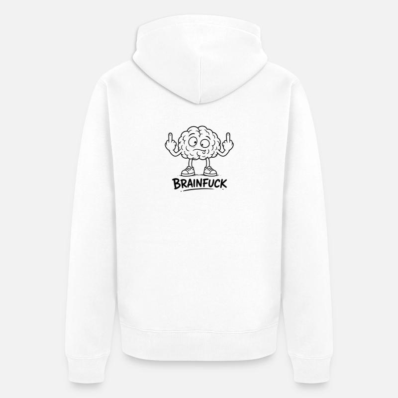 Graffiti cérébral avec un majeur - Veste à capuche bio Premium Unisexe - blanc