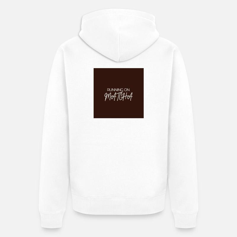 "RUNNING ON MATCHA" Graphic Tee Design - Veste à capuche bio Premium Unisexe - blanc