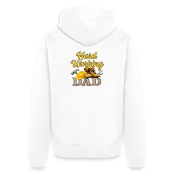 Hard Working Dad Father's Day Gift Crafts - Unisex Premium Organic Zip Hoodie - white - Back - Thijin (182cm)
