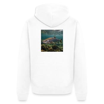 Motif sous-marin du saumon - Veste à capuche bio Premium Unisexe - blanc - Dos - Thijin (182cm)
