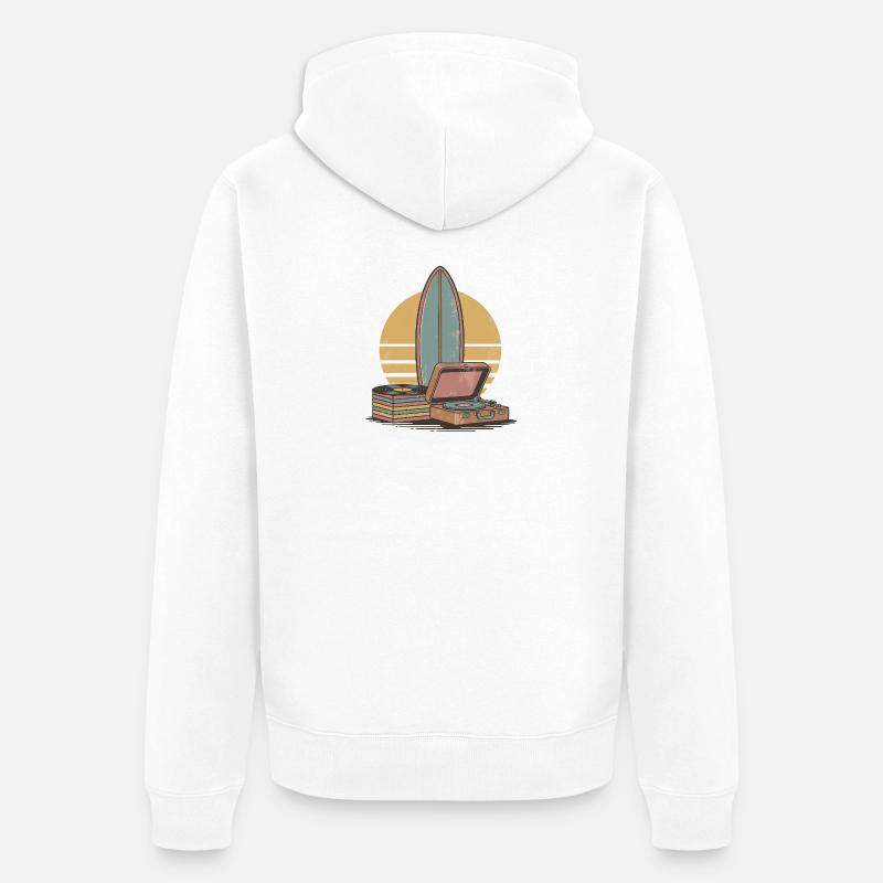 Vinyle Retro Surf Vibes - Veste à capuche bio Premium Unisexe - blanc