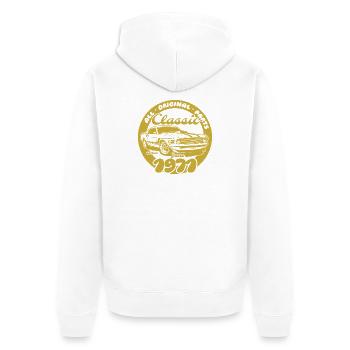 55th Birthday - Classic Musclecar 06/1971 - Unisex Premium Organic Zip Hoodie - white - Back - Thijin (182cm)
