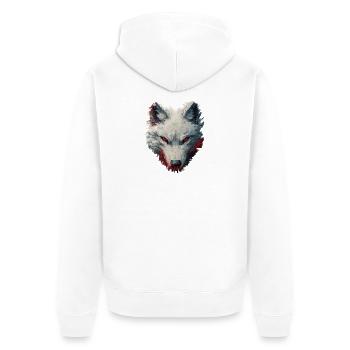 Wolf-Design - Unisex Premium Bio Zip Hoodie - Weiß - Hinten - Thijin (182cm)