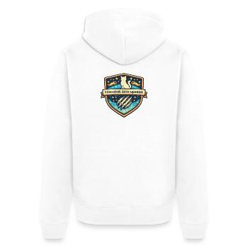 Majestätisches Katzenstern Abzeichen - Unisex Premium Bio Zip Hoodie - Weiß - Hinten - Thijin (182cm)