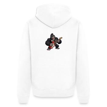 Gorilla mit Gitarre - Unisex Premium Bio Zip Hoodie - Weiß - Hinten - Thijin (182cm)