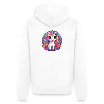 Traumhaftes Regenbogeneinhorn - Unisex Premium Bio Zip Hoodie - Weiß - Hinten - Thijin (182cm)
