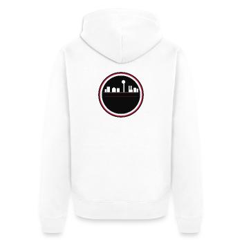 Schwarz-rote urbane Silhouette - Unisex Premium Bio Zip Hoodie - Weiß - Hinten - Thijin (182cm)