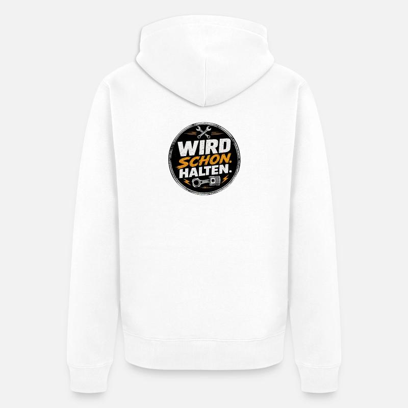 Wird Schon Halten Mechaniker - Unisex Premium Bio Zip Hoodie - Weiß