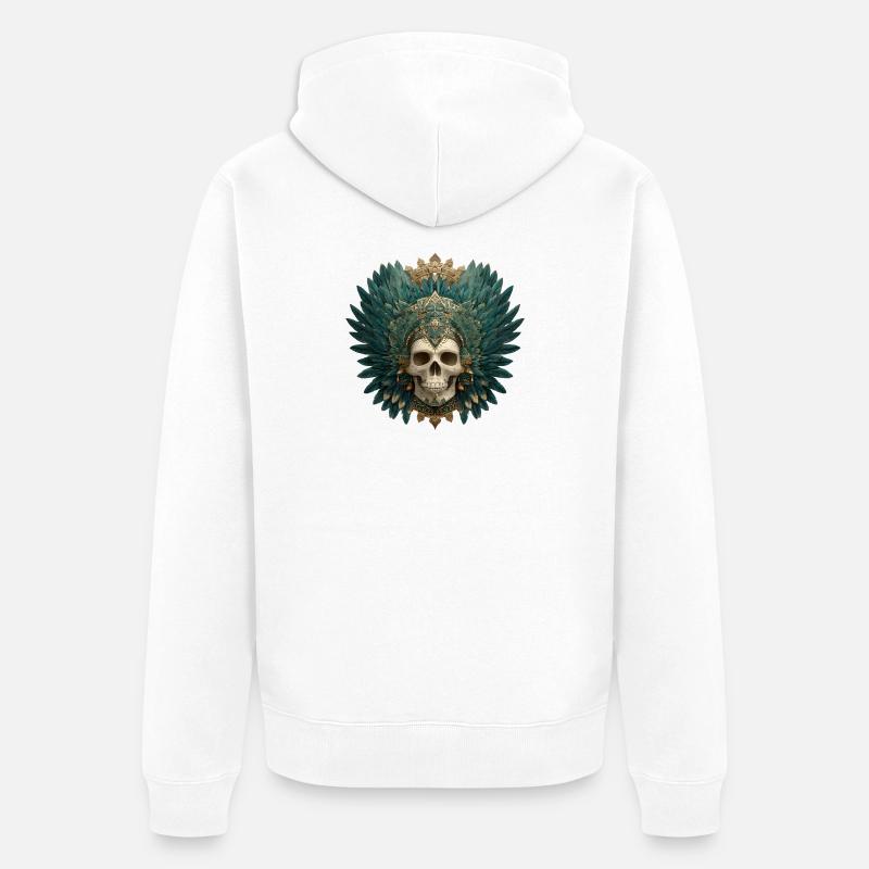 Crâne de Quetzal Calavera - Veste à capuche bio Premium Unisexe - blanc
