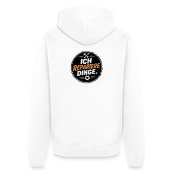 Ich repariere Dinge – Handwerk Spruch - Unisex Premium Bio Zip Hoodie - Weiß - Hinten - Thijin (182cm)