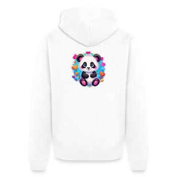 Regenbogenherz-Panda - Unisex Premium Bio Zip Hoodie - Weiß - Hinten - Thijin (182cm)