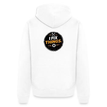 I Fix Things Mechaniker-Logo - Unisex Premium Bio Zip Hoodie - Weiß - Hinten - Thijin (182cm)