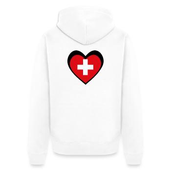Schweiz Herz Schwarz – Liebe zur Schweiz - Veste à capuche bio Premium Unisexe - blanc - Dos - Thijin (182cm)