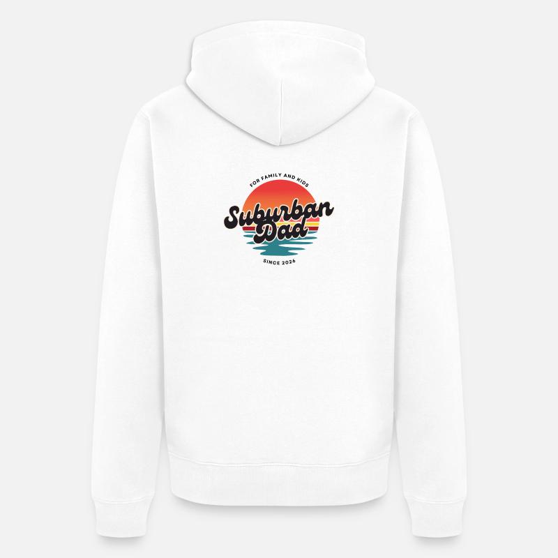 Logo rétro du Papa de banlieue - Veste à capuche bio Premium Unisexe - blanc