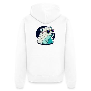 Neon-Eisbären-Sonnenbrille - Unisex Premium Bio Zip Hoodie - Weiß - Hinten - Thijin (182cm)