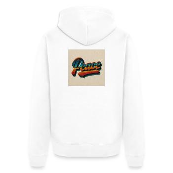 Vintage Peace Vibes - Unisex Premium Bio Zip Hoodie - Weiß - Hinten - Thijin (182cm)
