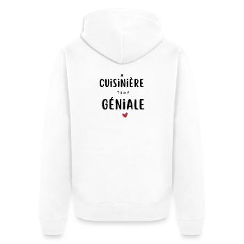 Cuisinière trop géniale Chef Cadeau - Veste à capuche bio Premium Unisexe - blanc - Dos - Thijin (182cm)