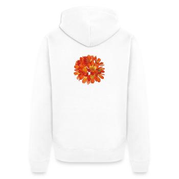 Leuchtend orangefarbene Clivia-Botanische Blumenblüte - Unisex Premium Bio Zip Hoodie - Weiß - Hinten - Thijin (182cm)