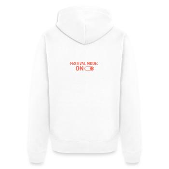 Festivalmodus Einschalten - Unisex Premium Bio Zip Hoodie - Weiß - Hinten - Thijin (182cm)