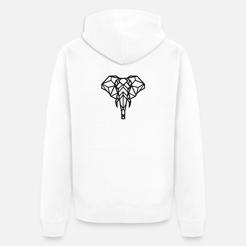 Dessin géométrique éléphant - Veste à capuche bio Premium Unisexe - blanc