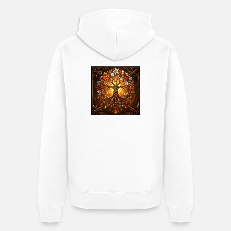 Arbre de vie luminescent - Veste à capuche bio Premium Unisexe - blanc
