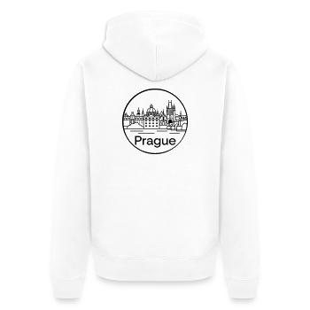 Prag - Unisex Premium Bio Zip Hoodie - Weiß - Hinten - Thijin (182cm)