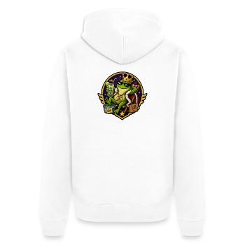 Königlicher Frosch mit Klasse - Unisex Premium Bio Zip Hoodie - Weiß - Hinten - Thijin (182cm)