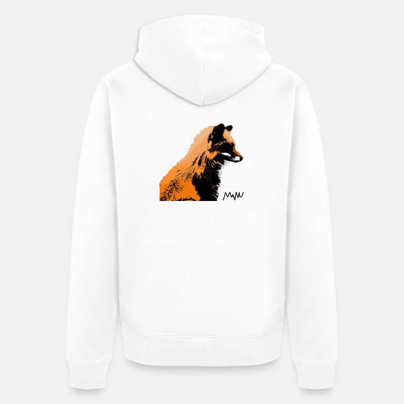 renard - Veste à capuche bio Premium Unisexe - blanc
